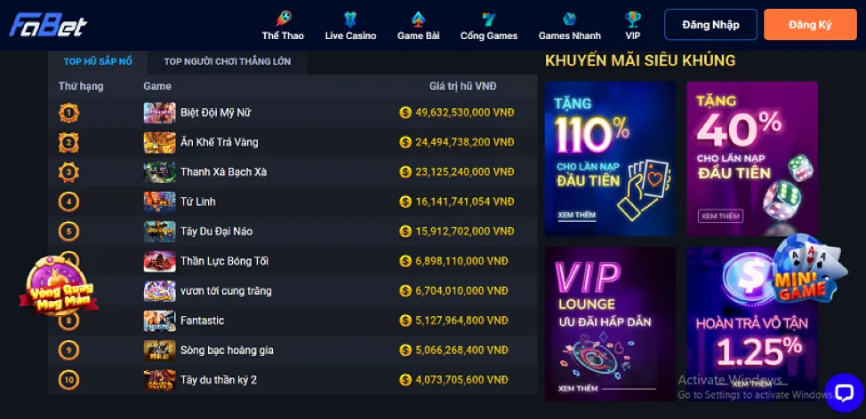 Chương trình hoàn trả Vic88